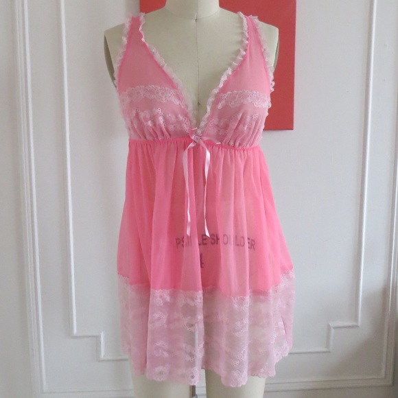 pink fluffy babydoll